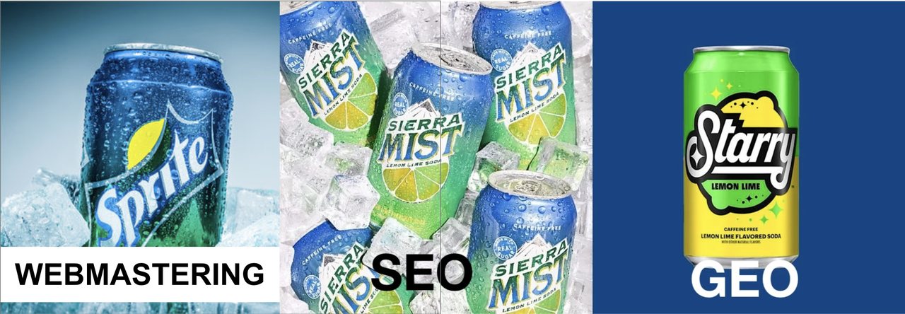 Webmastering → SEO → GEO. Same can, new label.