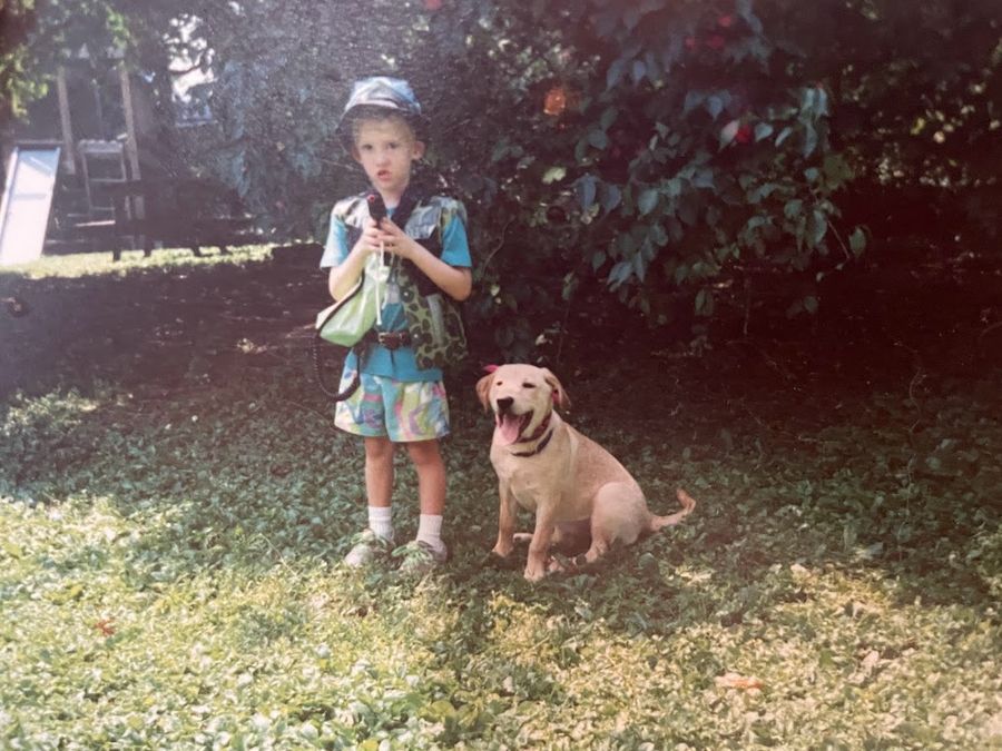 <b>Me as a kid</b>, with my dog Scrappy. Fully equipped.